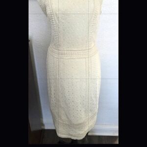 Tadashi Shoji Cream Lace Midi Sheath Dress